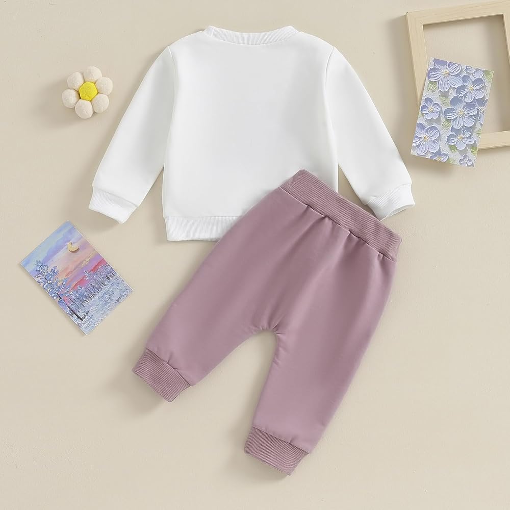 YOOJIA Set Felpa E Pantaloni Per Bambina – Motivo Coniglio, Cotone Elastico Autunno, Taglie 80-120