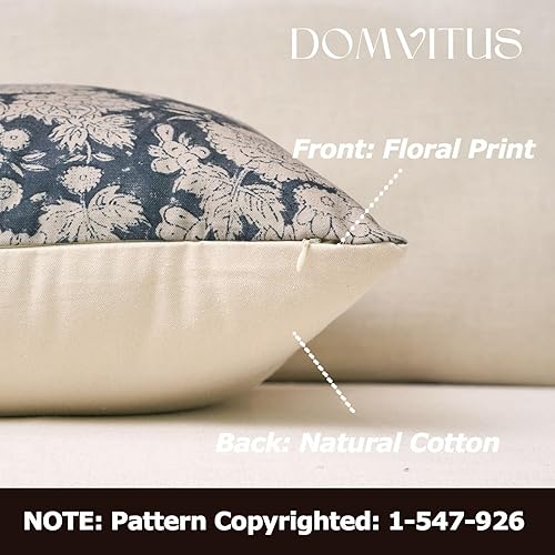 Miniatura 2 de DOMVITUS Juego de 2 fundas de almohada florales de 20 x 20 pulgadas, fundas de almohada con estampado de bloques vintage, fundas de almohada