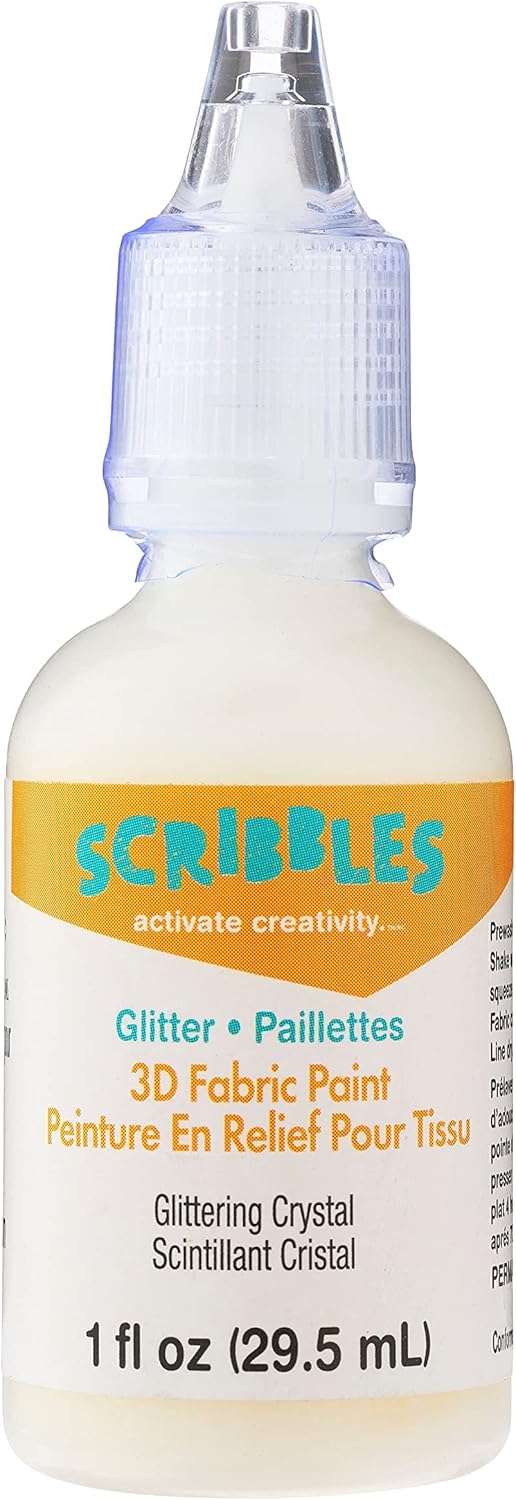 Scribbles Glitter 3D Fabric Paint, 12 Pack