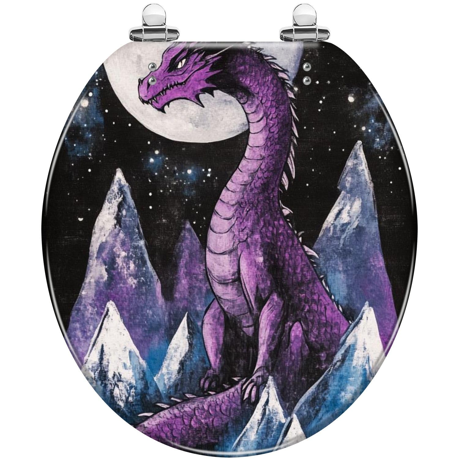 Resin Decorative Toilet seat Quick Release Hinges Quietly Close Easy to Install Round Gothic Moon Medieval Fantasy Hippie Psychedelic Art Cover, Quietly, Release, seat, Resin, Hinges