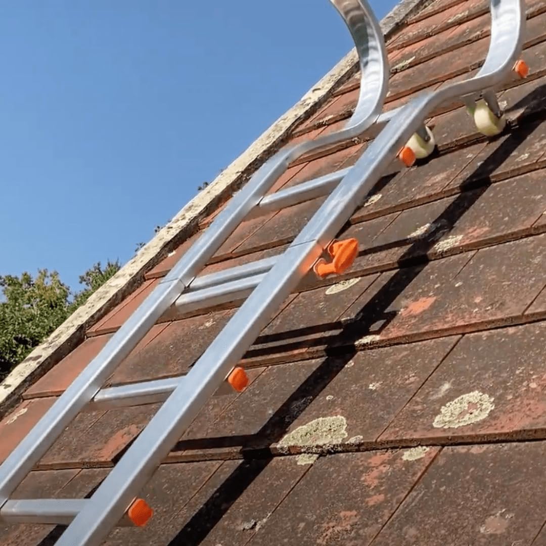 Echelle de Toit Longueur 5,40m Facile à Installer - Lot 3 Rallonges de 1,50m + 1 Crochet de 0.90m - Tout en Aluminium - Très Légère 12 kg - Résistance Charge maximale 150 kg