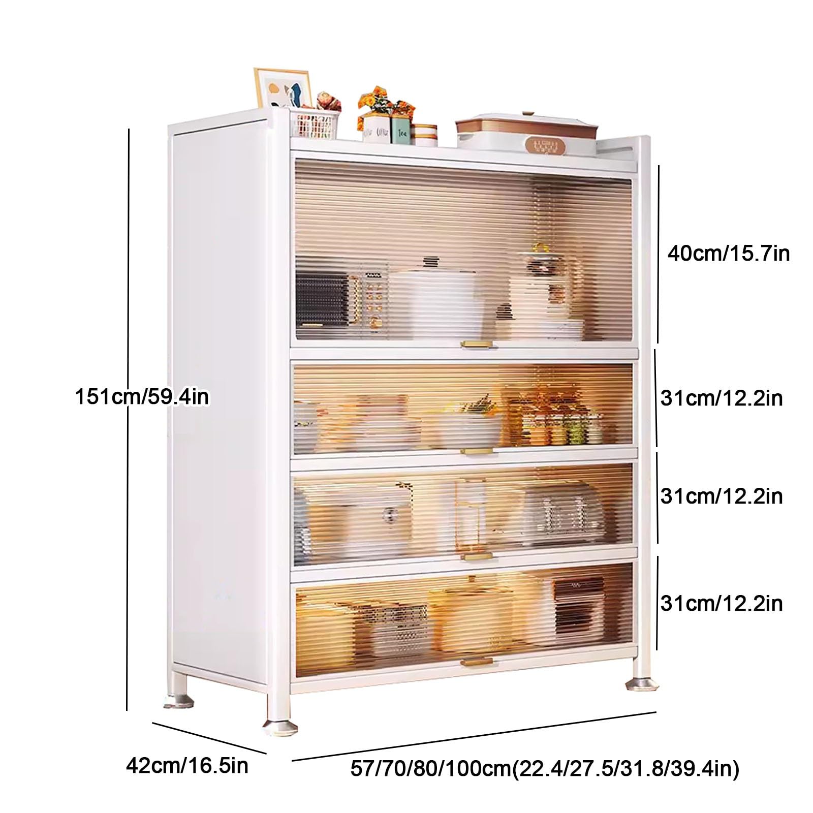 Generisch 5-stöckiges Bäckerregal für die Kaffeebar – Robustes Küchenregal, freistehender Vorratsschrank, rustikaler Organizer für die Küche, 57 cm, vielseitiges Wohnmöbel