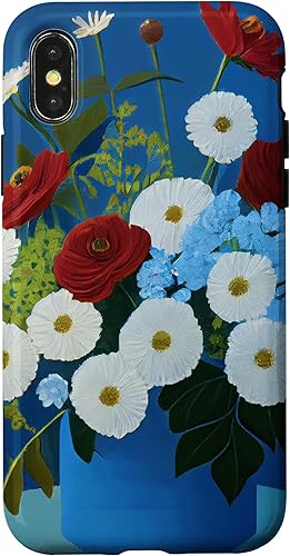 Miniatura 7 de Funda simple para iPhone 11 con diseño de flores florales color rojo blanco y azul brillante