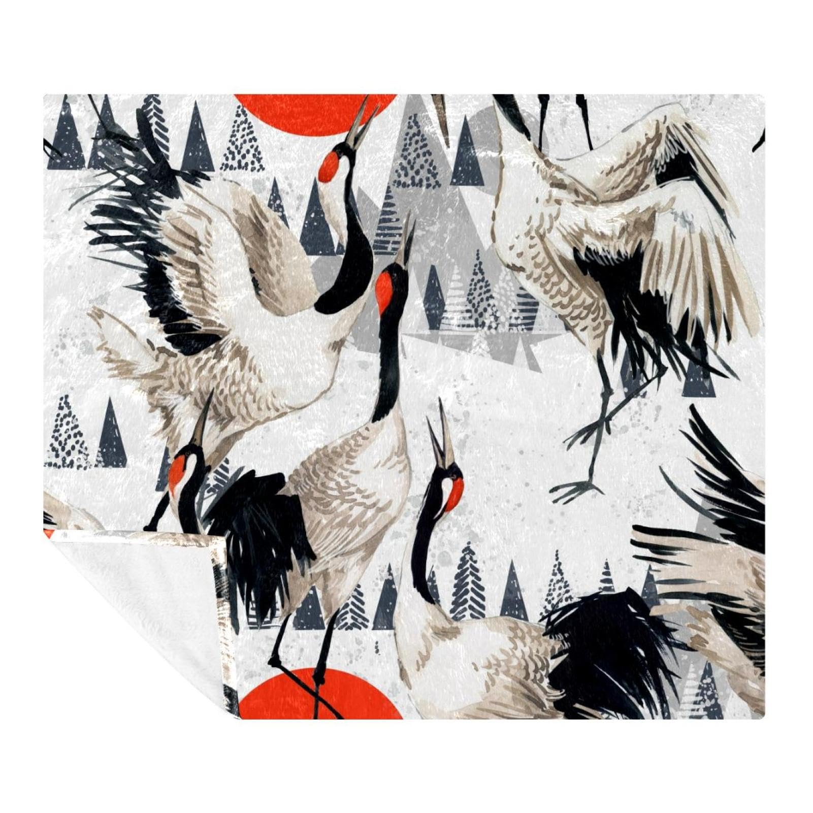 Couverture douce pour canapé et voyage à motif grue asiatique pour toute la famille