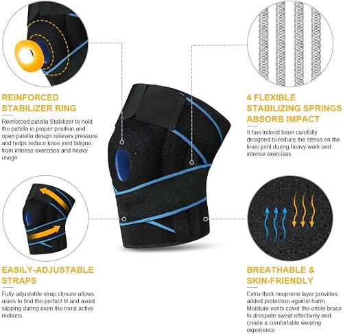 ACWOO Knee Support Brace for Men and Women, Adjustable Compression Knee Patellar Tendon Support Brace for Arthritis, Joint Pain, Ligament Injury, Meniscus Tear, ACL, MCL, Tendonitis, Running, Sports - 4