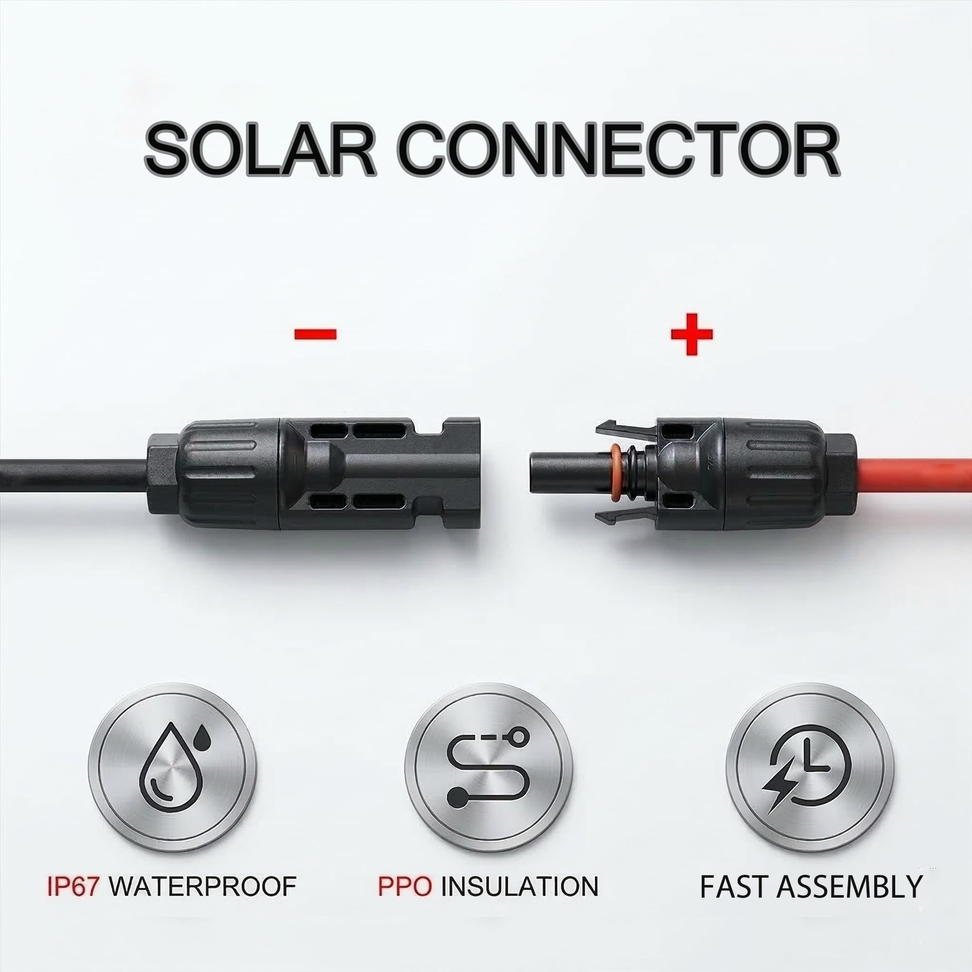 Conectores solares para 3 paneles solares, conectores de cable solar sin herramientas, 2 a 6 Y, rama, 10 AWG, adaptador divisor de cable, kit de herramientas fotovoltaicas, impermeable (MFFF