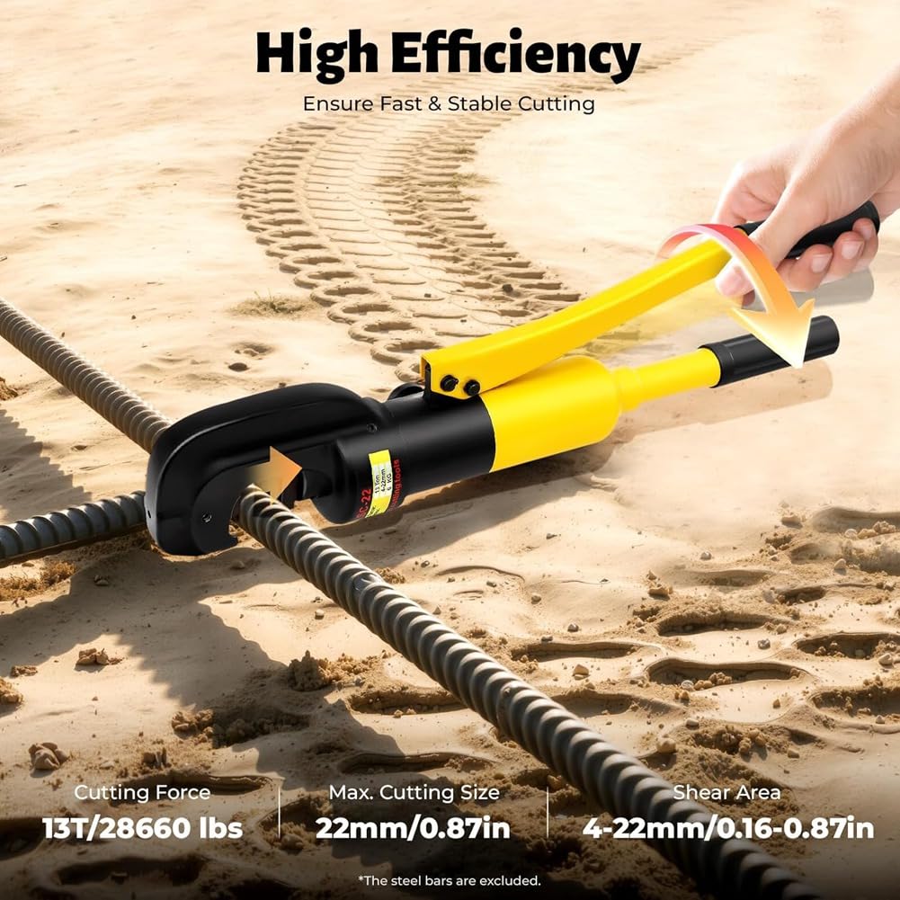 Cortadora Hidráulica de Varillas de Refuerzo de 13 Toneladas, Herramienta Hidráulica Manual para Cortar Pernos de Barras, para Varillas de 4-22 Mm, para Cortar Roscas de Acero.