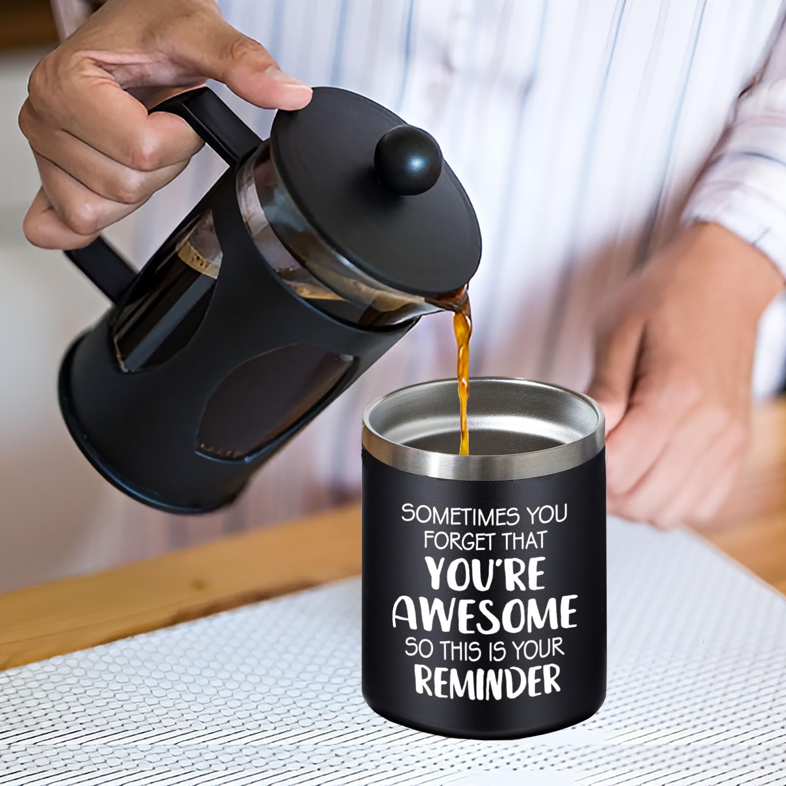 Abledn Regalos inspiradores de Navidad para hombres – Sometimes You Forget You're Awesome Taza de café, divertidos regalos de cumpleaños para el día del padre para él, marido, papá, novio, 14 onzas,