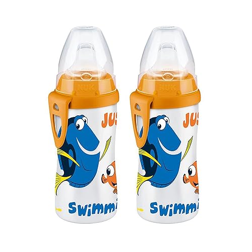 NUK Finding Dory Active Cup 10oz, 2 Count (Pack of 1) – BPA Free, Spill Proof Sippy Cup Dory,Azul,Buzz Lightyear,Monstruo galleta,Disney,Elmo,Frutas