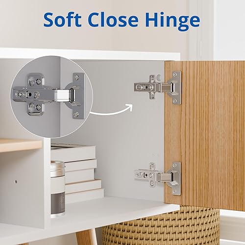 Miniatura 7 de Cozy Castle Soportes de TV de roble para sala de estar de hasta 48 a 55 pulgadas, consola multimedia moderna de mediados de siglo, centro de