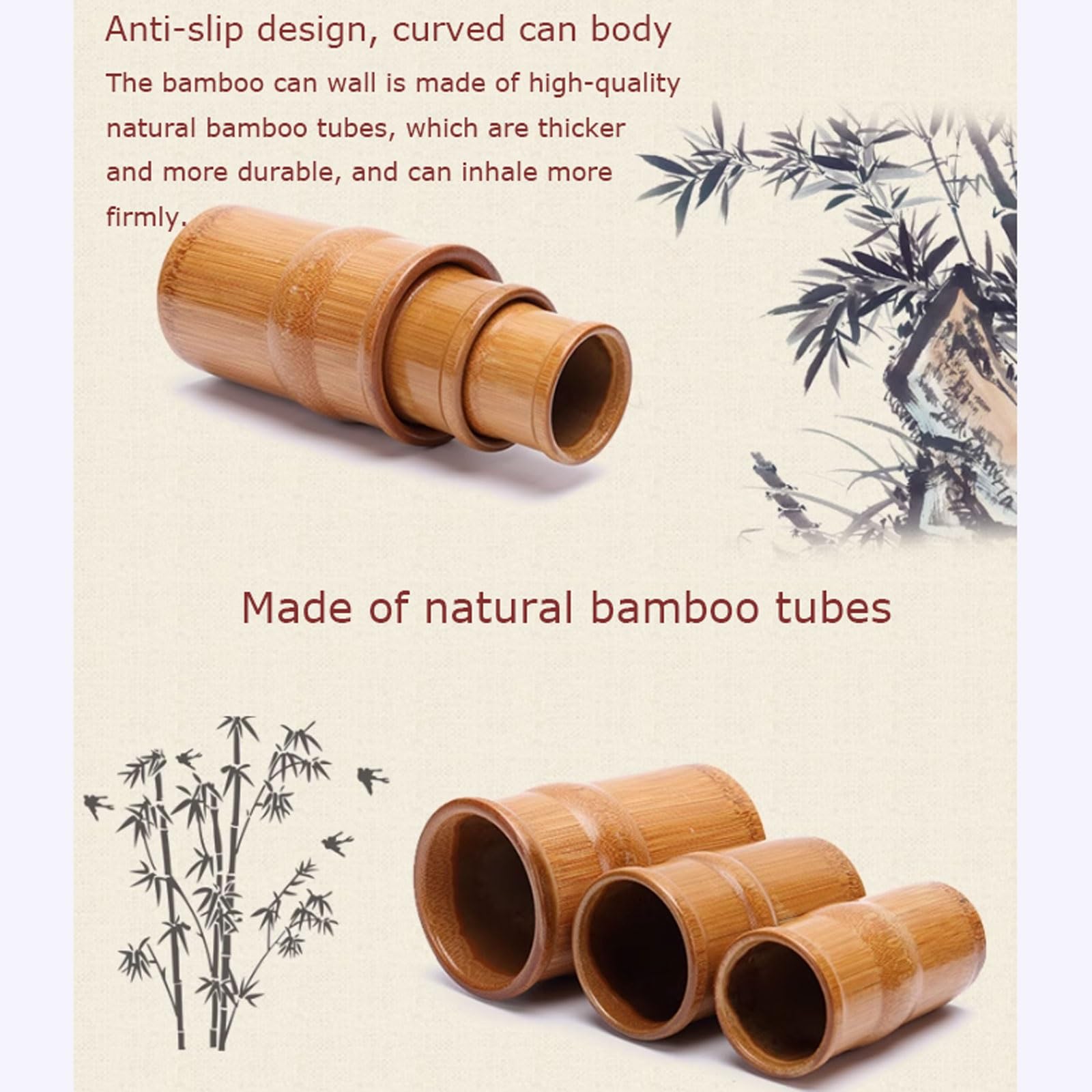 Set di coppette in bambù, kit di disintossicazione e rilassamento, kit for terapia con coppettazione a fuoco e vuoto, barattoli di bambù carbonizzato for uso domestico