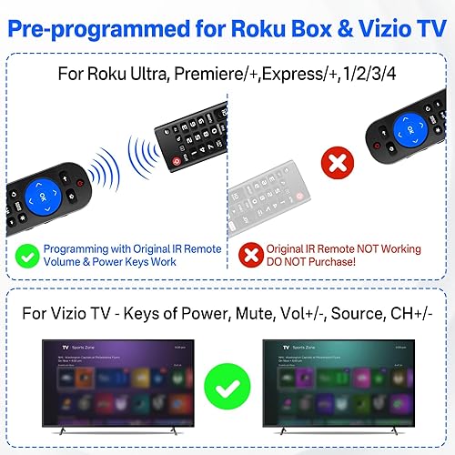 Miniatura 2 de Control remoto programado para reemplazo remoto Roku con llave de volumen, control remoto todo en uno para Roku Express 4K+, Premiere/+, Ultra, 1 2