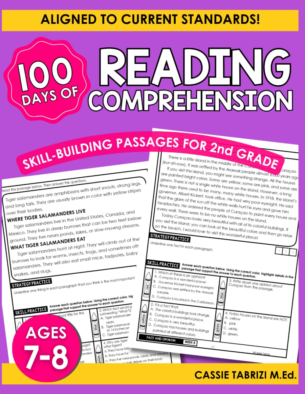 Reading Comprehension Workbook: Reading Comprehension 2nd Grade Ages 7-8, Grade 2 Reading Comprehension