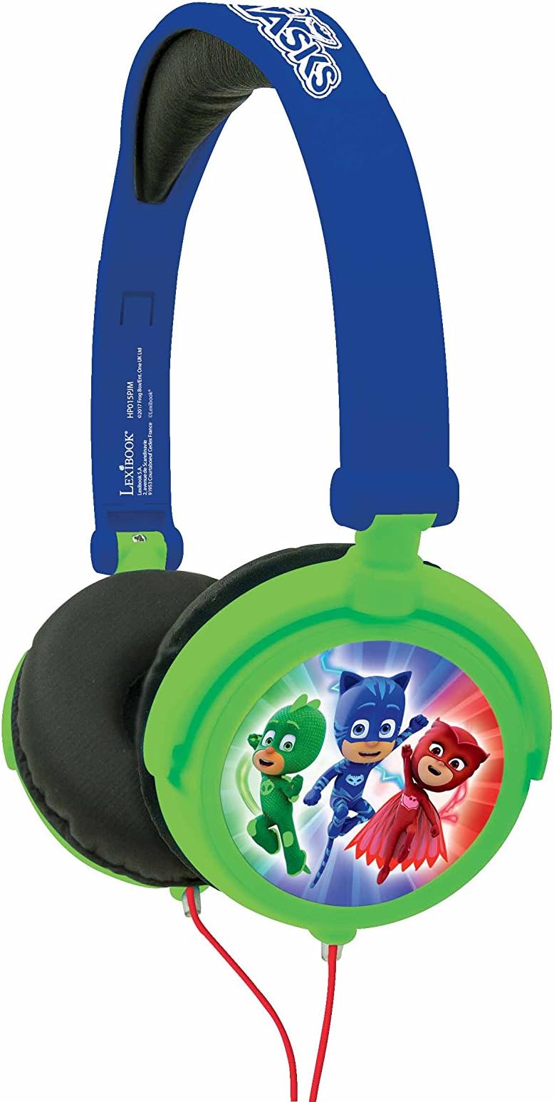 Lexibook PJ Masks Catboy Stereo Headphone, safe volume, foldable and adjustable, blue/green, HP015PJM