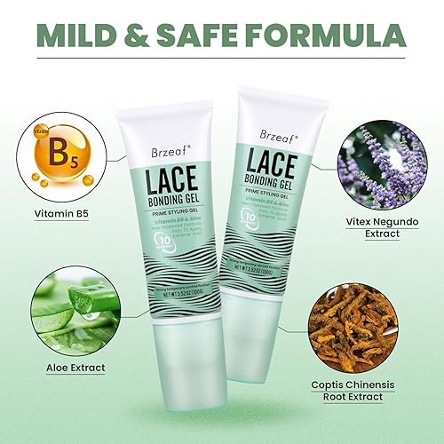 Miniatura 2 de Brzeaf Gel de unión de encaje (3.53 oz), pegamento de encaje para pelucas, fórmula sin pegamento y agradable al tacto, pegamento de encaje de