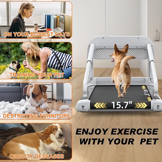 Dog Treadmill for Small/Medium Dogs, Indoor Quiet Smart Pets Exercise Machine Pacer Treadmills at Home with Remote Control, Dogs Pacer Training Slatmill with Wheels