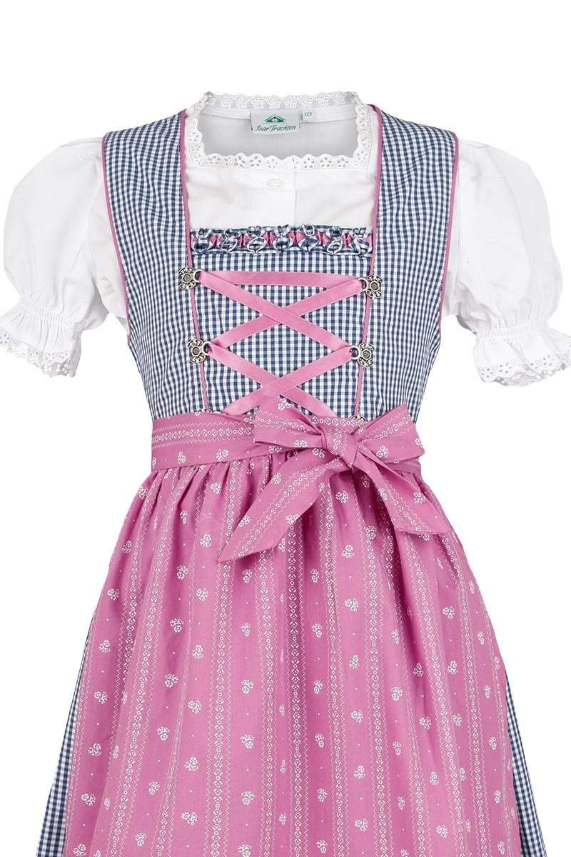 Isar-Trachten Dziewczęcy dirndl Marine różowy z bluzką, granatowy, 80, morski, 86 cm