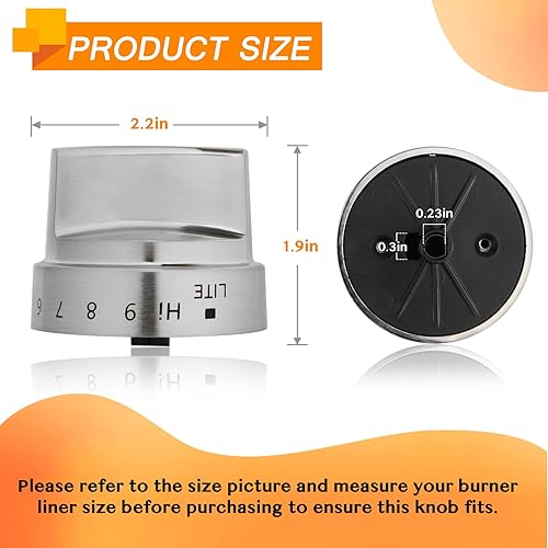 Miniatura 2 de Pomo de estufa WB03X24818 mejorado, de acero inoxidable, de color GE, repuestos para estufas de gas PS11729081 AP5989029, (no universal)
