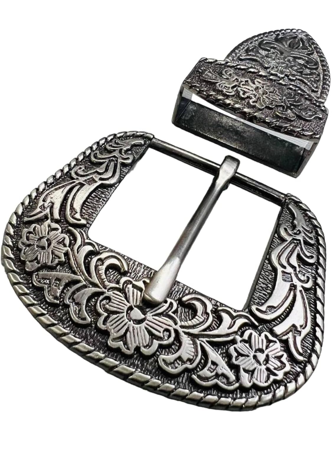 Trendy 3 Pcs Buckle Set For Genuine Leather Belt Buckle For Men 1.5" or 38 mm Belt Straps [KB-128] (Silver Antique)-image-11