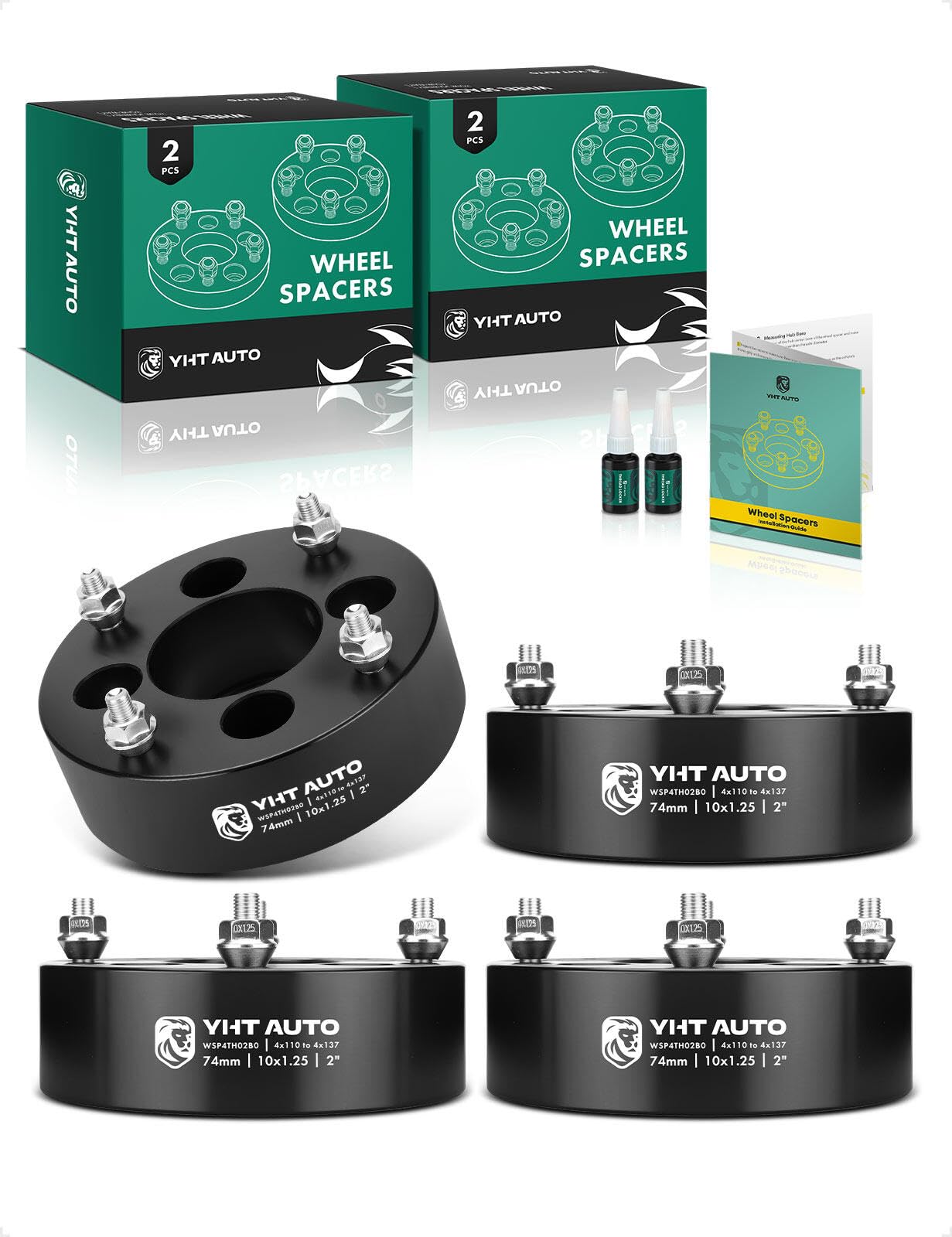 YHTAUTO 4x110 to 4x137 mm Wheel Adapters 2 inch Fits Bombardier, Can-Am, Arctic Cat, Honda, ATV Models, Tire Adapters w/ M10x1.25 & 12.9 Grade Studs,