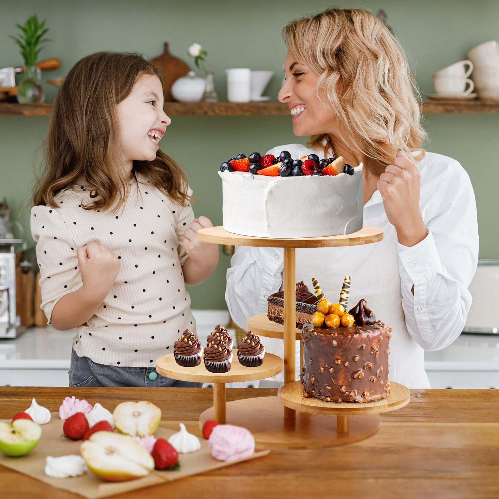 Tortenständer,Cupcake Ständer-4 Etagen für 50 Cupcakes,Auslageständer Dessertturm Gebäckständer,Gestufter Tablett Dekor, für Hochzeit, Geburtstag, Party (2.39)