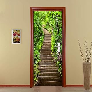 ChezMax Door Stickers Decals 3D Door Murals Peel and Stick, Removable Decorative Vinyl Wallpaper Waterproof Self Adhesive Wall Covers Poster for Home Office Decoration Path&Green Trees 30.3"W x 78.7"H
