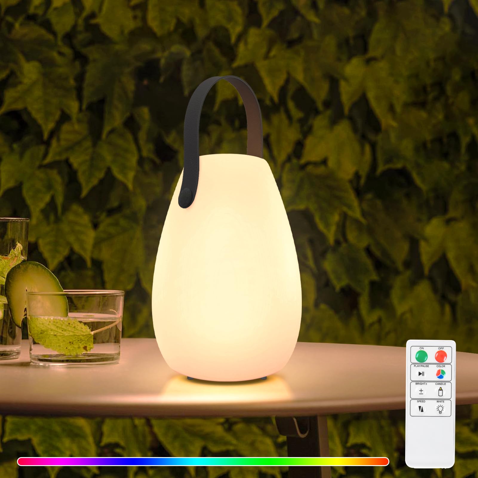 NiceBuy Lampada Da Tavolo Senza Fili LED Dimmerabile RGB Portatile Lampade Da Tavolo Ricaricabili USB Con Telecomando IP44 Per Esterno Interno Ristorante Giardino Hotel (D)