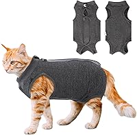 Vista 19 de Traje de recuperación para gatos para heridas abdominales o enfermedades de la piel, mameluco de gato para gatos después de la cirugía, traje