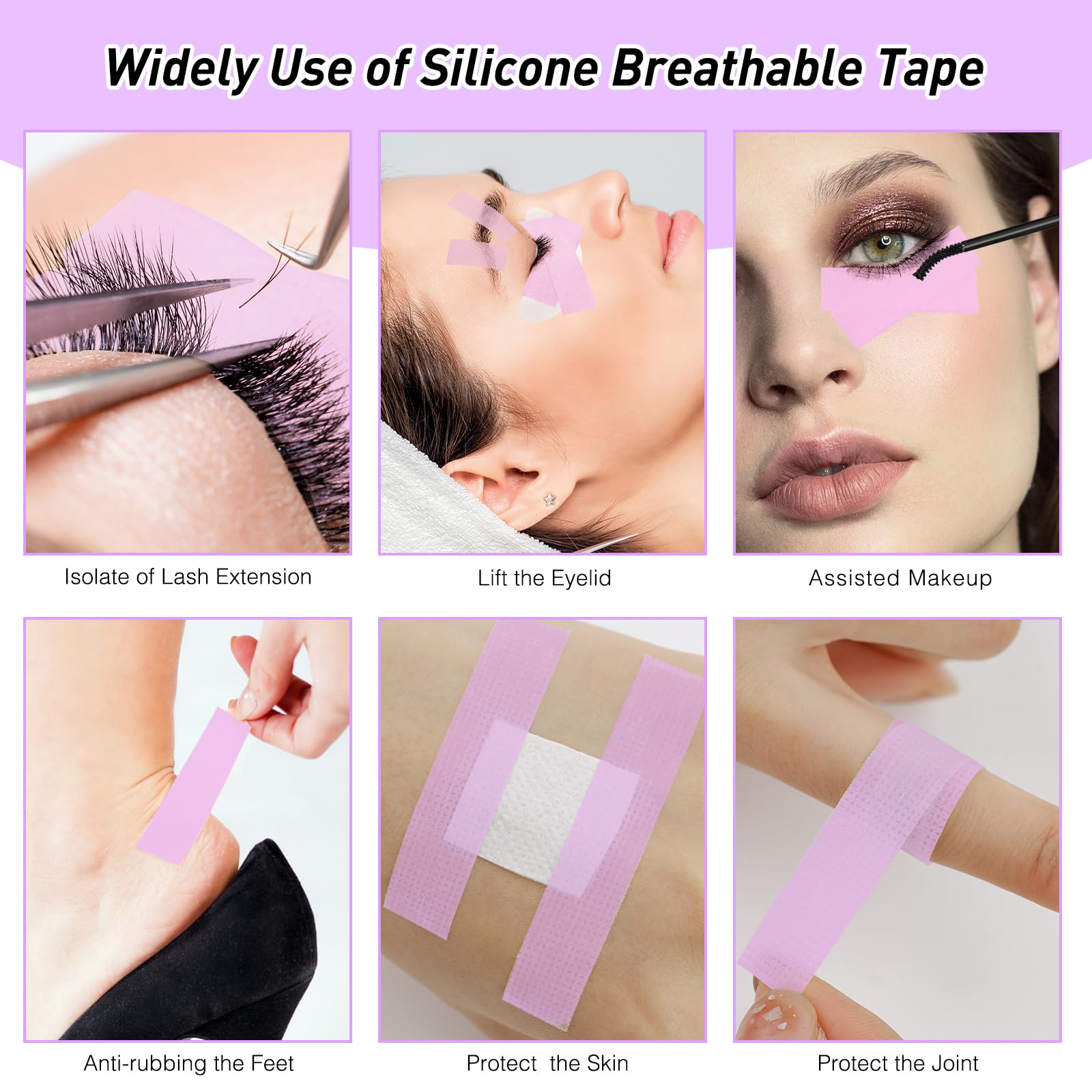 Obeyalash Purple Silicone Lash Tape for Eyelash Extension 4 Rolls, 0.49inch x 15.7 Yards, Breathable, Waterproof, Hypoallergenic - Image 4