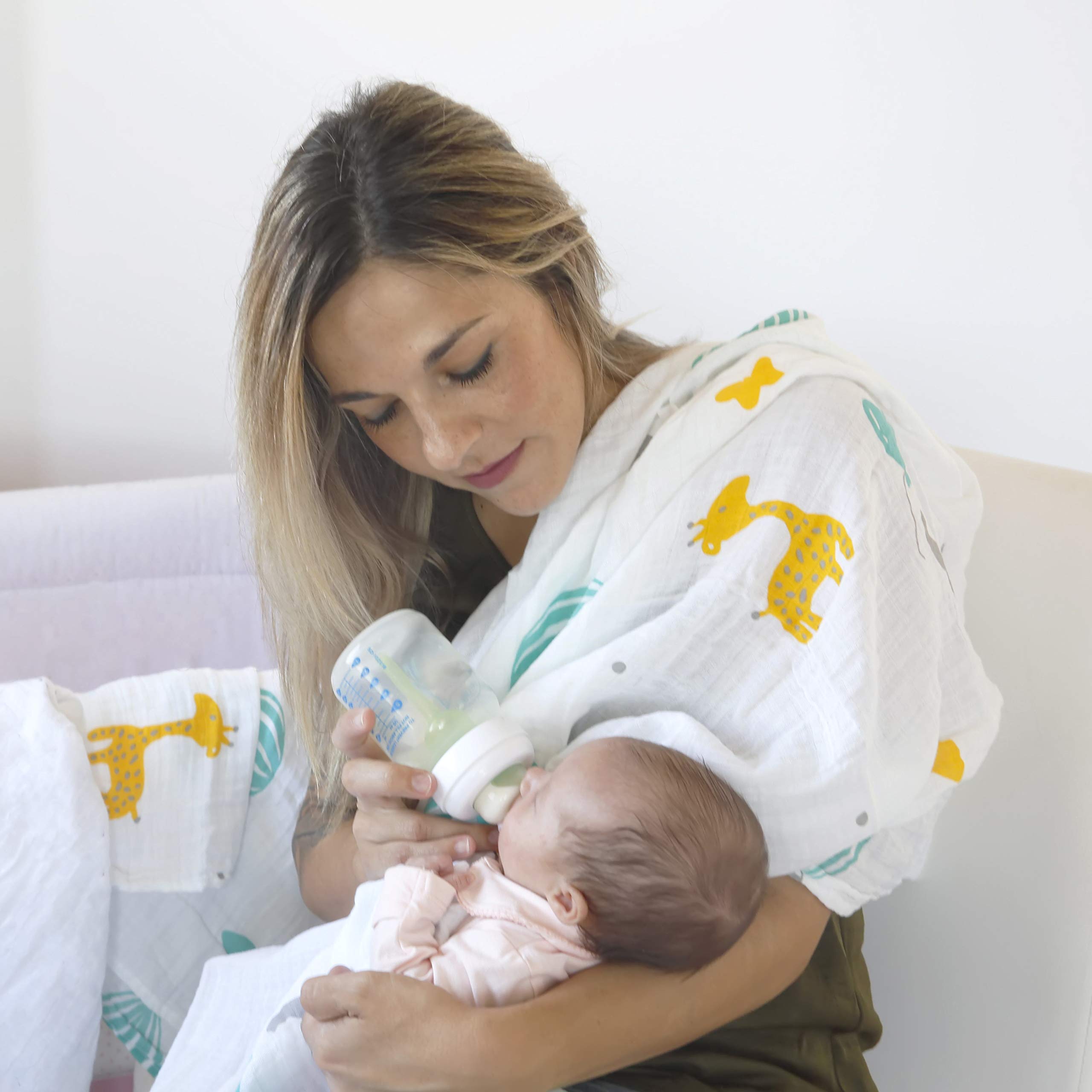 HOMYBABY® Mussola Bebe Cotone Biologico 120x120 - Coperta Neonato Salvietta Mantita