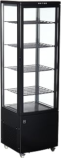 METRO Professional Kühlvitrine mit Glastür GGC3235B, 235 L, 4 verstellbare Einlegeböden, mit Rädern, LED-Beleuchtung, Schwarz