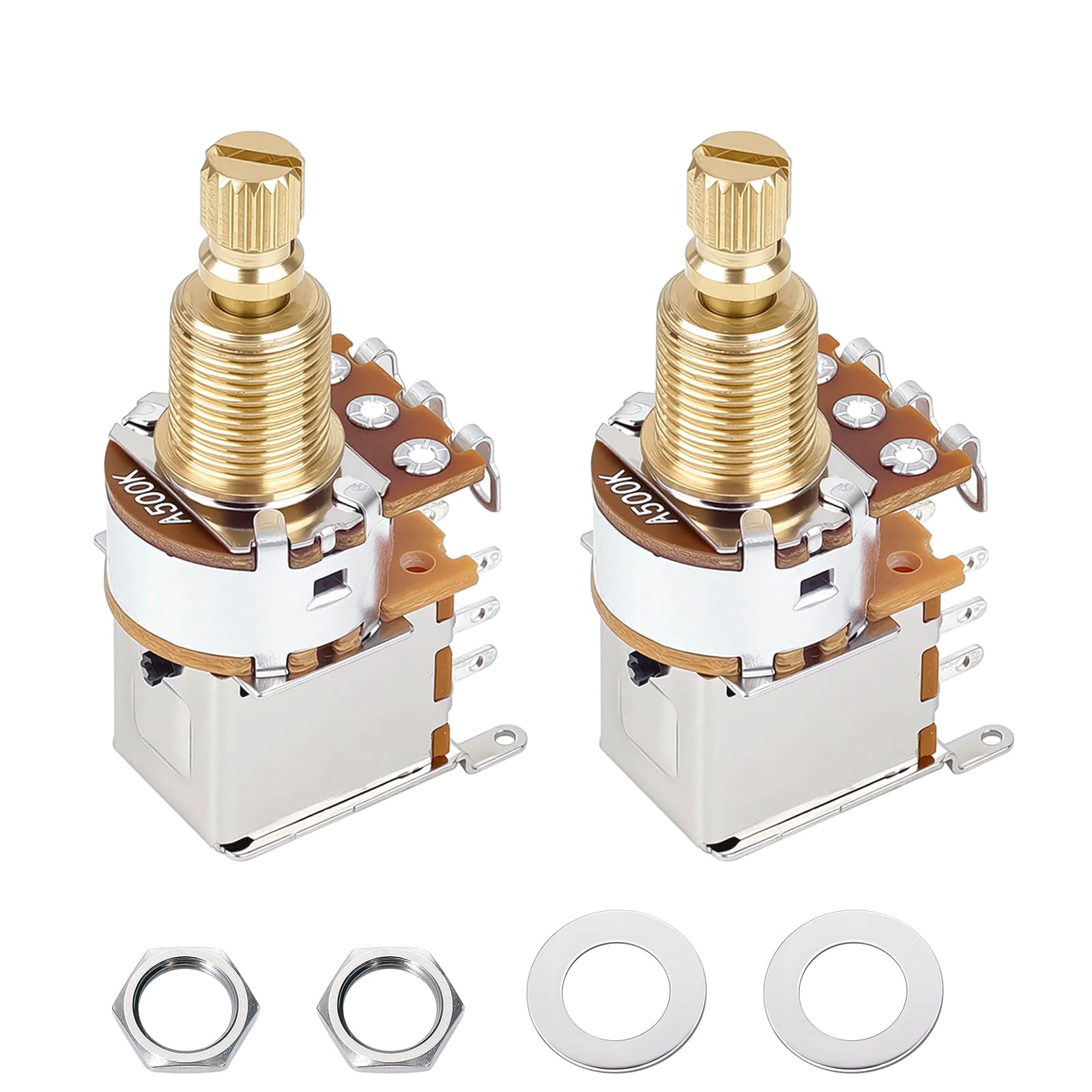 Banworks Full Brass 3/8" Thread Guitar Push Push Pots A500K 18-Spline Pots