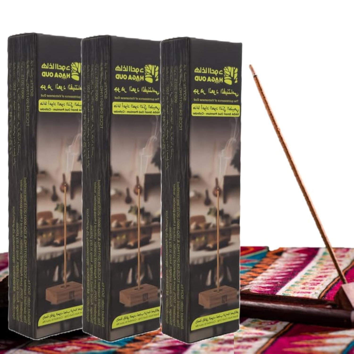 Vietnam Agarwood Incense Sticks (Pack Of 3) - Premium SOY1s, 44 sticks 16cm Length, 3mm 25g/each - Aromatic and Long-Lasting Fragrance for Home and Office | Gift