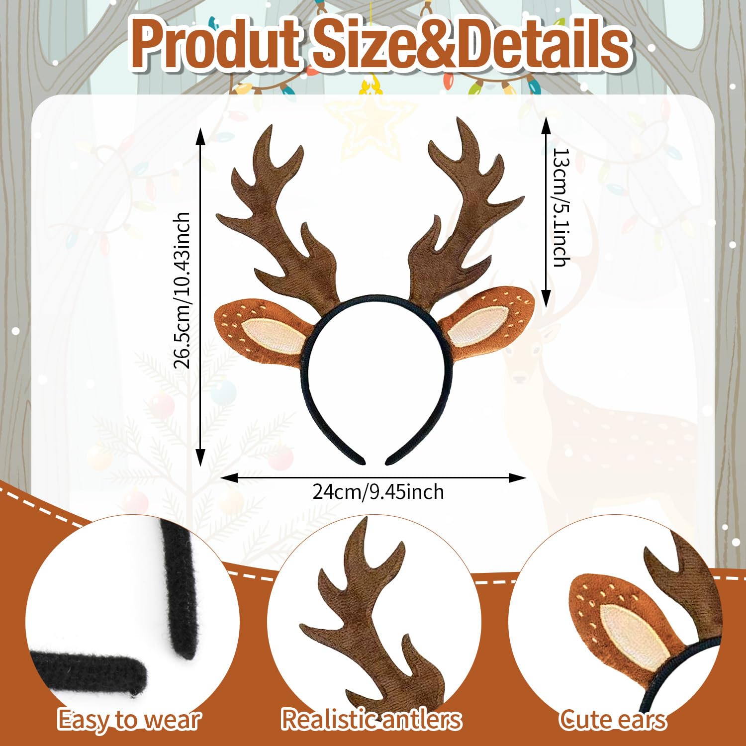 Tobriavor Women's Reindeer Costume Head Band Tutu Skirt Tattoo Socks Christmas Halloween Carnival Women's Costume - Image 3