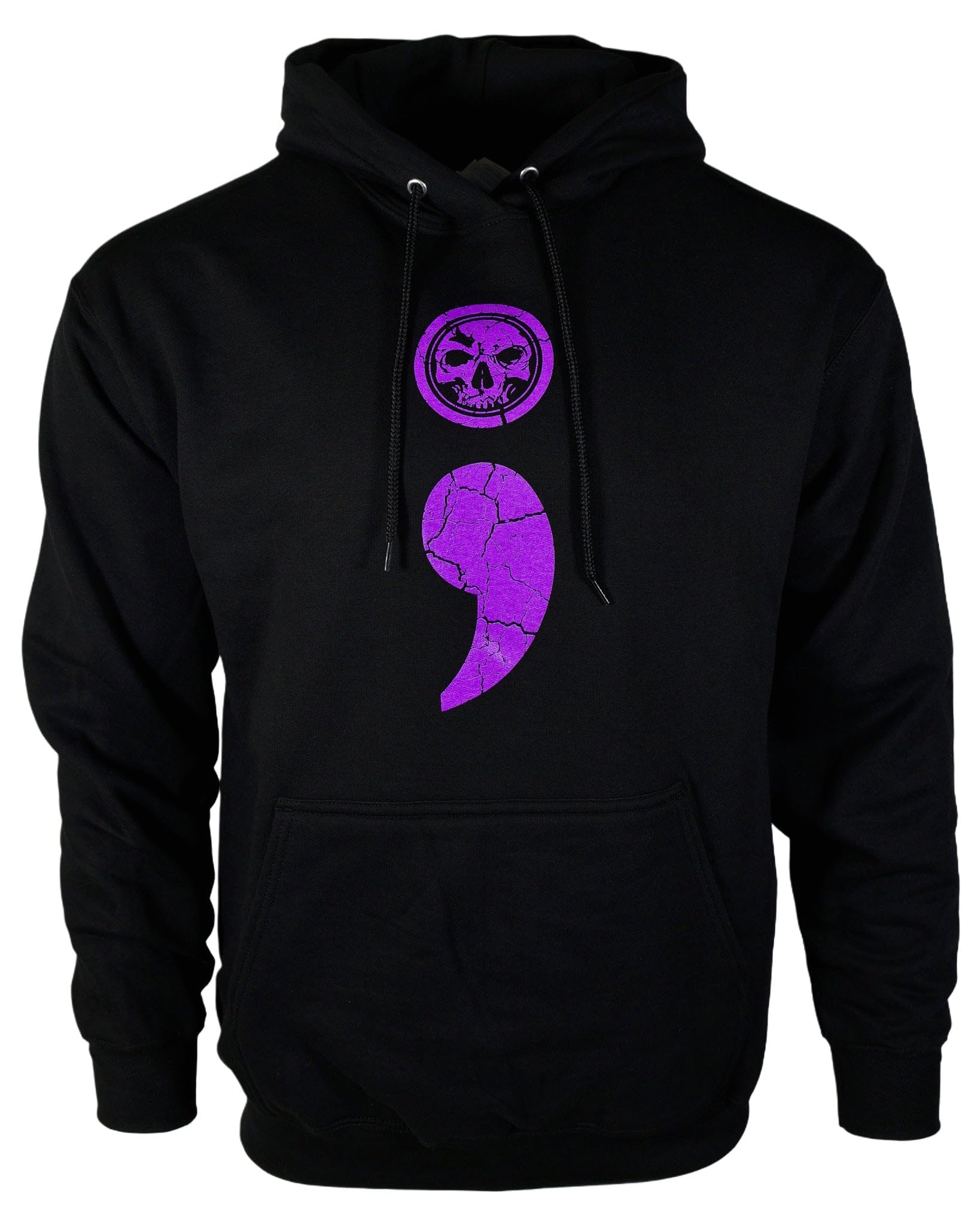 Demons Behind Me Semicolon Unisex Black & Purple Hoodie