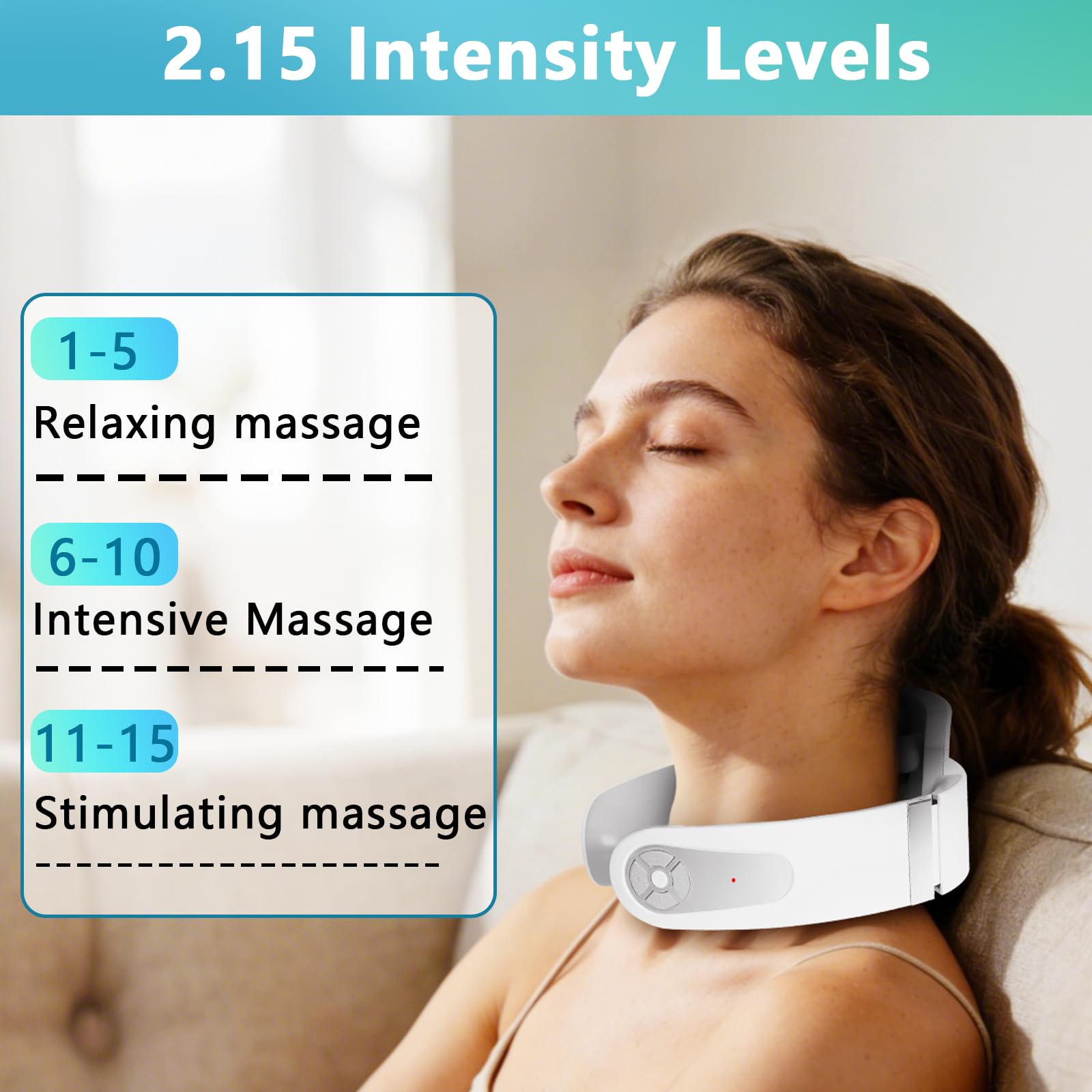 Masseur Cervical, 5 Modes 15 Intensités Masseur électrique à Impulsions Cervicales, Massage Cou Portable avec Thérapie Thermique à 42°C, Neuro Pulse Neck Massagers pour Les têtes de Relaxation