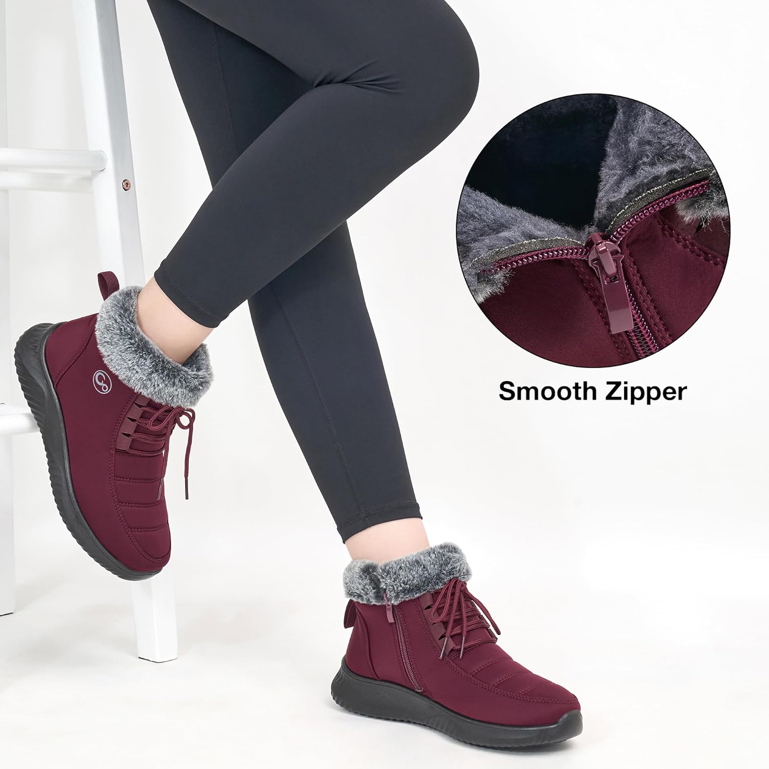 Alicegana Winter Boots for Women Warm Fur Lined Snow Shoes Slip on Ankle Booties Comfortable Anti Slip Outdoor Boots - Image 2