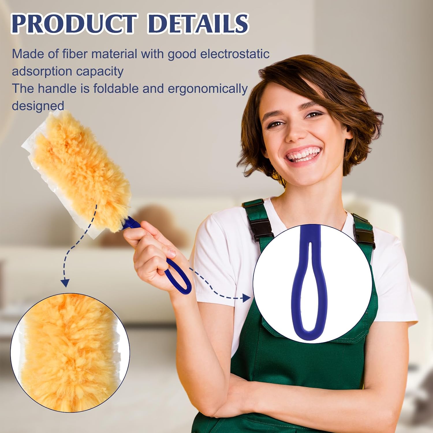 Yaomiao 120 Pcs Duster Refills for Cleaning Includes 100 Disposable Duster Refills Bulk with 20 Replacement Handle for Cleaning Office, Home, Blinds, Ceiling Fans, Furniture(Yellow)