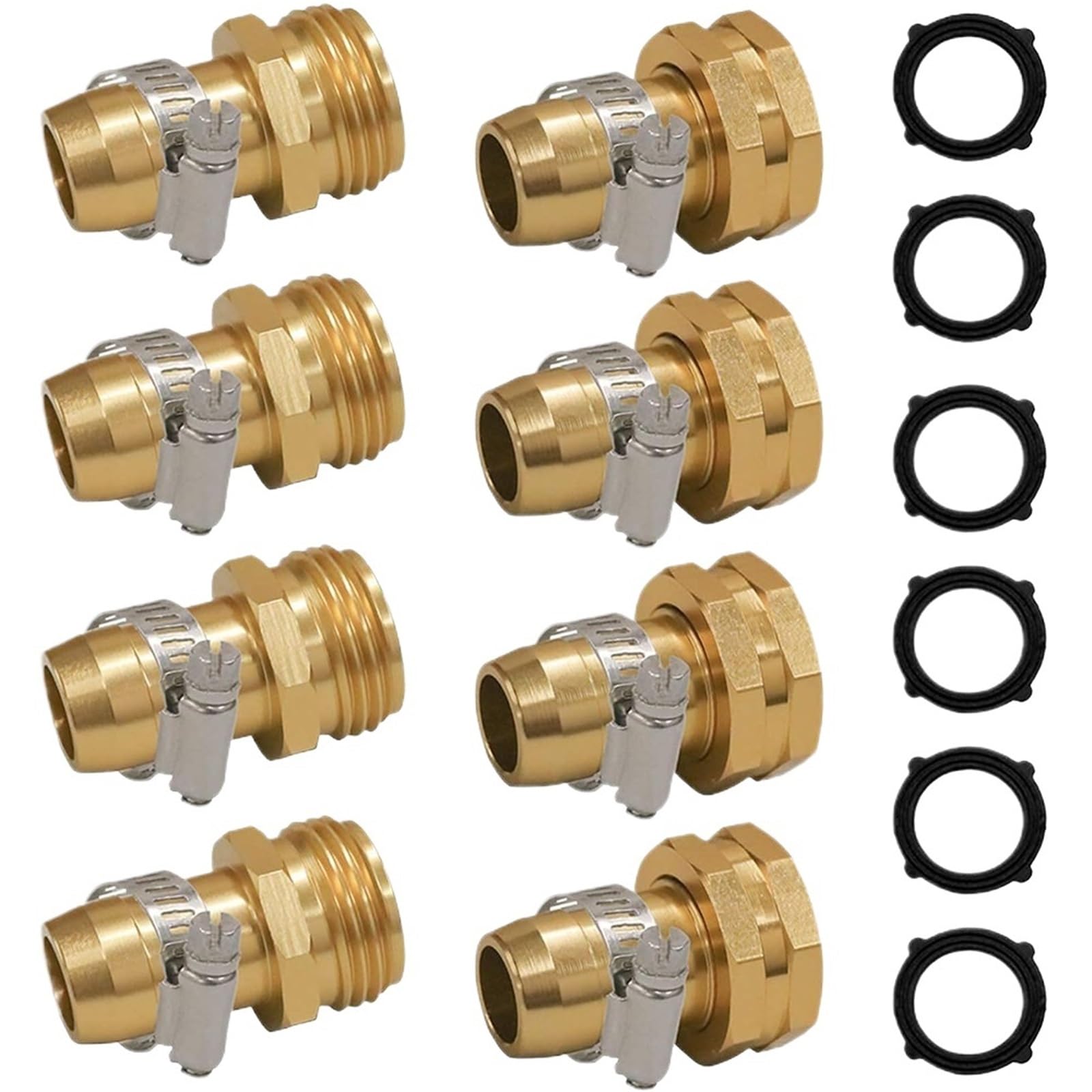 Garden Hose Repair Connector with Clamps Fit for 3/4" or 5/8" Garden Hose Fitting ()(4 Set ())