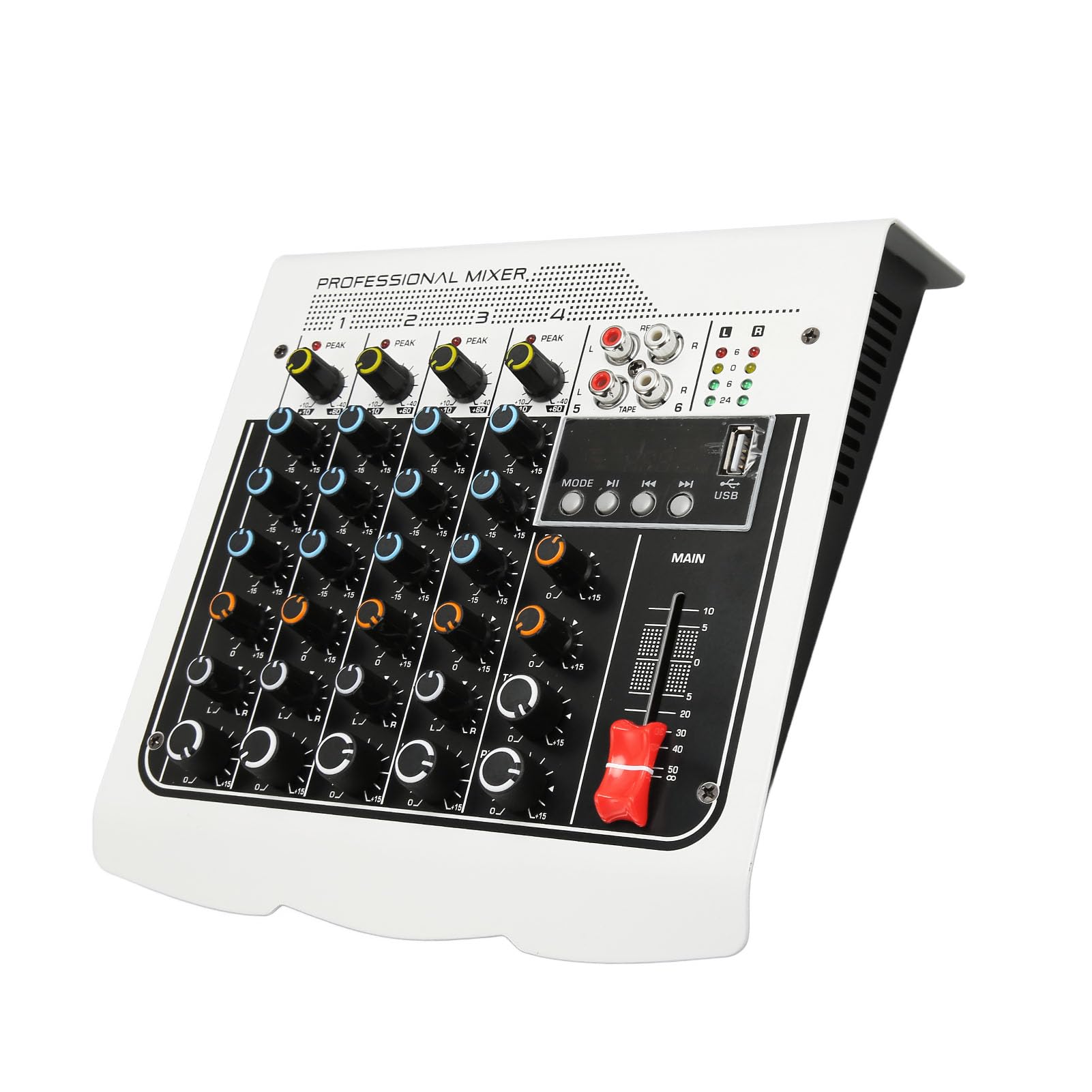 Generic Sound Mixer 4 Channel Mixer mit Integriertem DPS -Prozessor für Verbesserte Soundeffekte - Geeignet für Aufnahmestudios ABS, Eisen (EU -Stecker 100‑240V)
