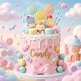 Lot de 22 décorations de gâteau sur le thème des bonbons et de la crème glacée Candy Burger Party Décorations de gâteaux Fête prénatale Mariage Saint-Valentin Fête d'anniversaire - 5