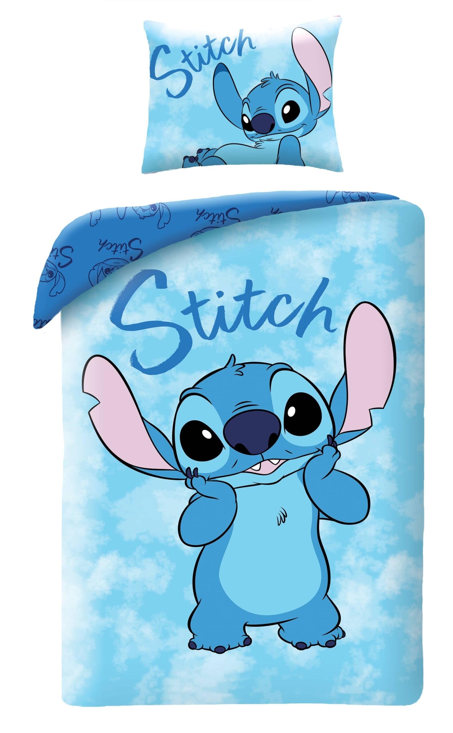 Disney LILO e STITCH - Juego de cama con funda nórdica individual reversible de 140 x 200 cm y funda de almohada de 70 x 90 cm – Multicolor – 100% algodón OEKO-TEX