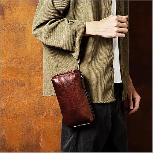Miniatura 5 de Mens Purse Retro Leather Handbag MEN'S Long Money Baotou Layer Zipper Wallet Clutch Bag
