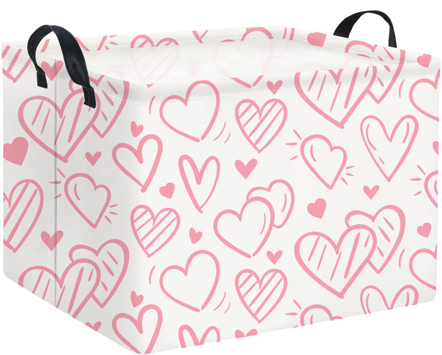 Rechteckiger Valentinstagskorb, Valentinstags-Geschenkkorb, Urlaub, rosa Korb, Aufbewahrungskorb für Kinder, Baby, Spielzeugkorb, Organizer-Box für Mädchen, Liebeszimmer-Dekoration (rosa