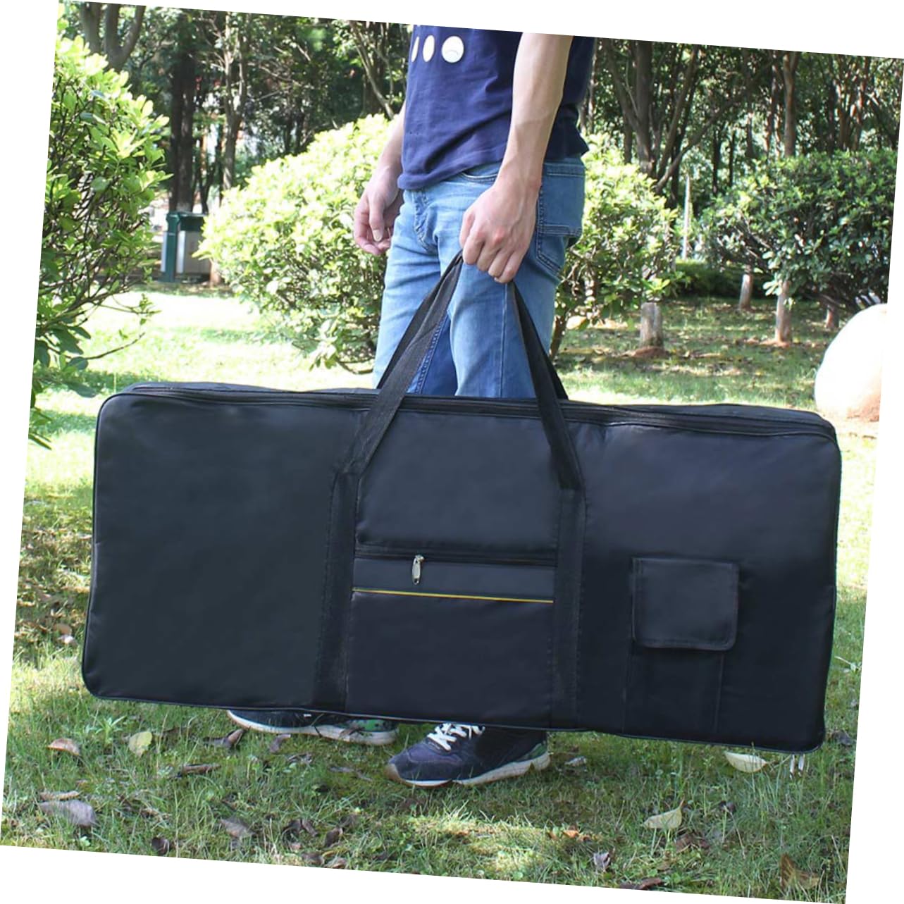 FRCOLOR Borsa per Tastiera Elettronica Tracolla Regolabile 61 Tasti Oxford e Doppio Utilizzo come Zaino o Borsa a Mano Nera