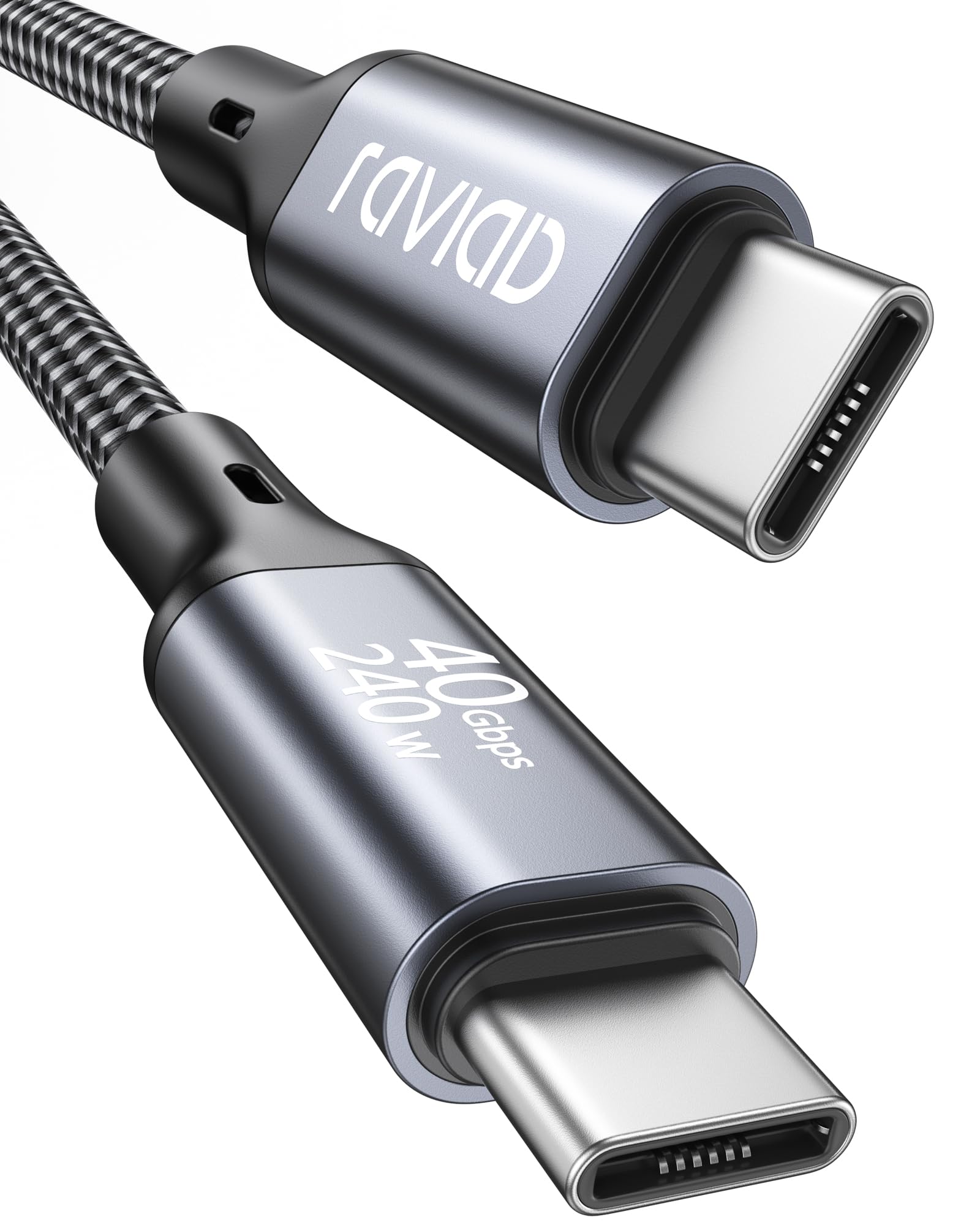 RAVIAD 40Gbps Cavo Dati USB Type-C 2M, 240W PD3.1 Cavo Thunderbolt 4 USB4 | 8K@60Hz Nylon Ricarica Rapida Cavo USB C a USB C per iPhone 17 16 15 Pro Max Air, MacBook, iPad, Galaxy S26 S25, Pixel