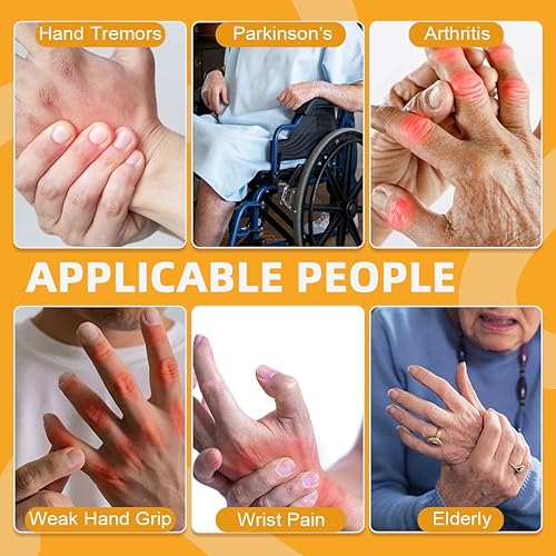 Miniatura 5 de Juego de utensilios adaptativos gruesos y sólidos, mango antideslizante, cuchara y tenedor para temblores de manos, artritis, Parkinson, ancianos,