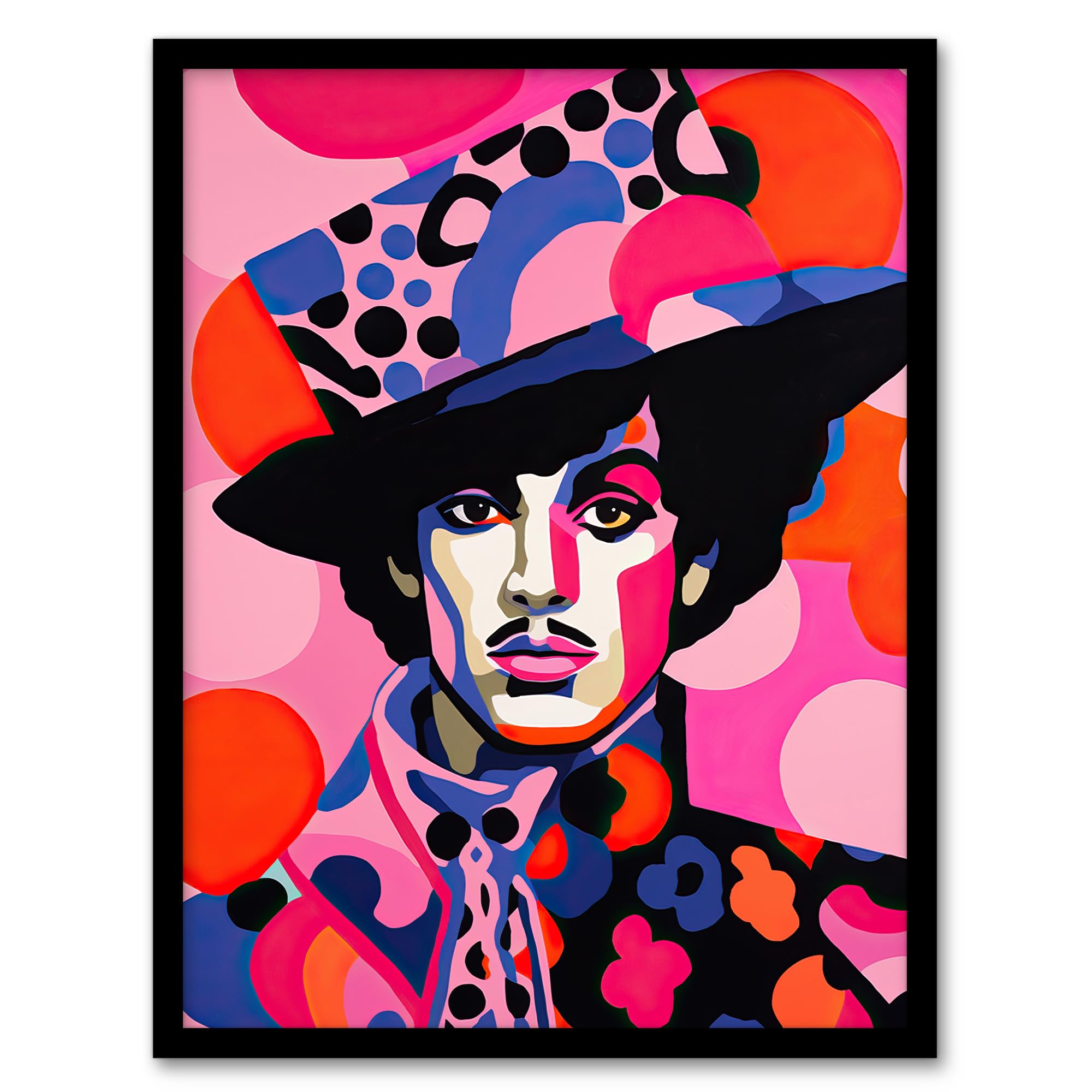 Wee Blue Coo The Artist Bright Portrait Pop Music Icon Artwork Framed Wall Art Print A4