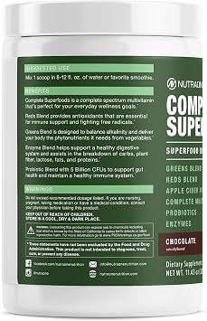 Complete Superfoods, Greens & Reds Blend*, Apple Cider Vinegar, Digestive Enzyme Blend*, Probiotic Blend*, Multivitamin* (Chocolate - 30 Servings)