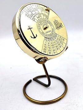 Brass Calendar Paper Weight 100 Yrs with Display Stand Best for Tabletop Decorative